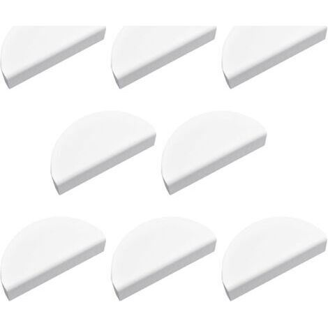 (Blanc) Lot de 8 poignées de tiroir et de porte en alliage d'aluminium demi lune