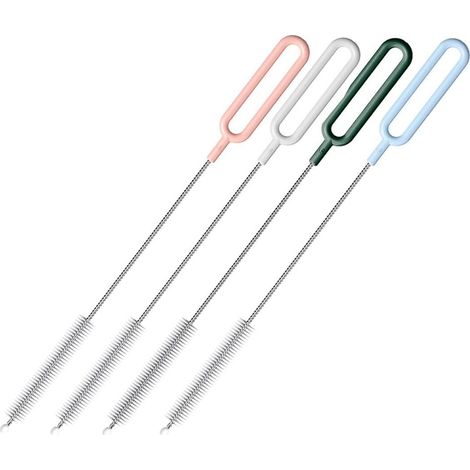 Ensemble de 4 goupillons pour paille, 23 cm de long, en acier inoxydable, cure-pipes