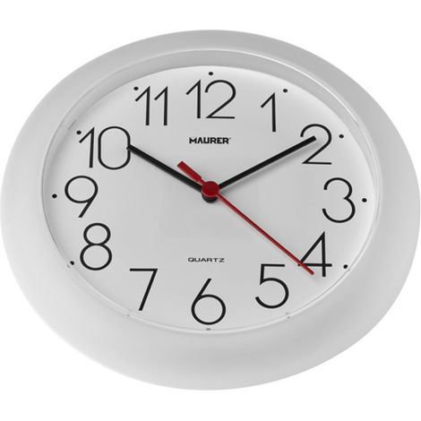 OROLOGIO BIANCO DA PARETE STRUTTURA E QUADRANTE PLASTICA - MAURER (1/5)