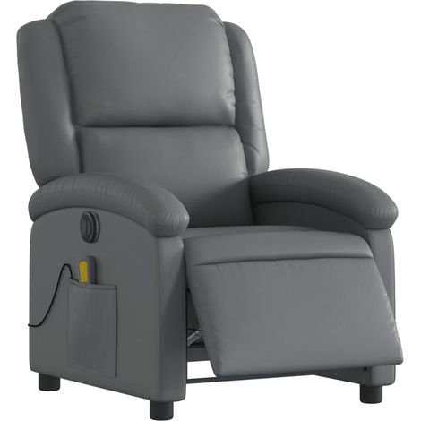 vidaXL Fauteuil de massage inclinable électrique gris similicuir