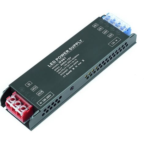Transformateur 220V 12V Alimentation 200W LED Driver, AC 220V à DC 12V 16,6A 200W Ultra Mince Transfo Alimentation à Découpag Adaptateur à Tension Constante Basse Tension pour Ruban LED (1/5)