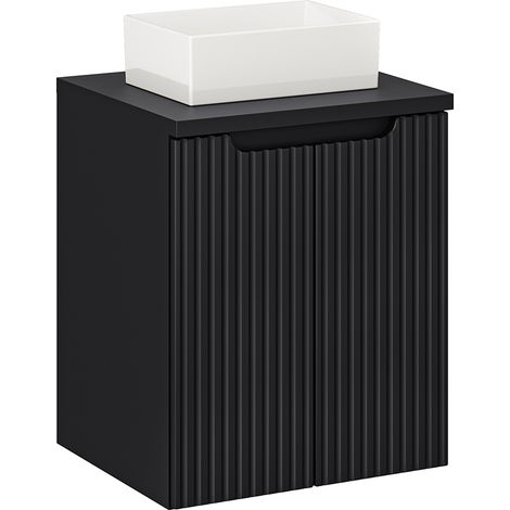 Waschtisch 50cm, in schwarz, gerillte Front, NEWPORT-56-BLACK (1/5)