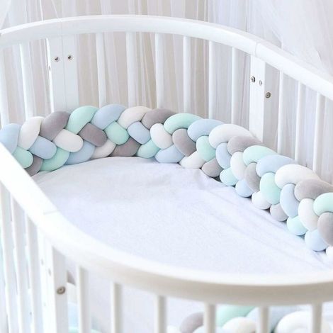 Tour de lit bébé tressé en velours 1.5m – Épaisseur 15 cm – Protection pare-chocs pour berceau – Décoration chambre enfant
