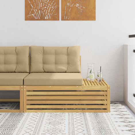 vidaXL Canapé d'extérieur en bout avec coussin Blanc 115 x 83 x 73 cm