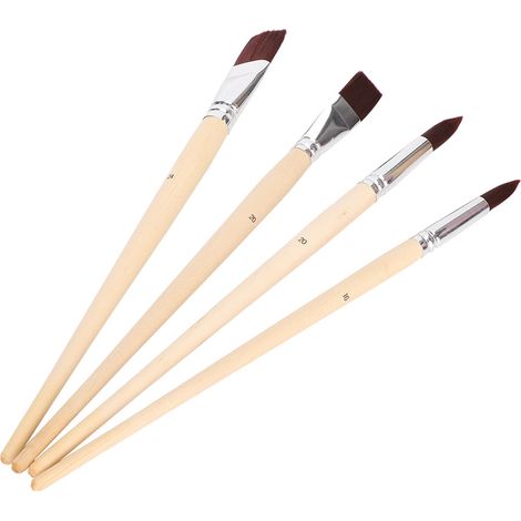 Ensemble de 4 Pinceaux Nylon pour Peinture à l'Huile, Acrylique et Aquarelle (1/5)