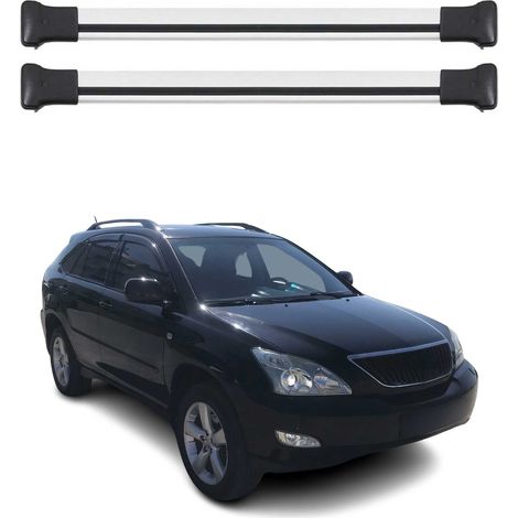 OMAC Barres de toit en aluminium pour Lexus RX II 2004-2009 – TÜV / DIN 75302:2019 – Charge max 75 kg – 2 barres Argent (1/4)