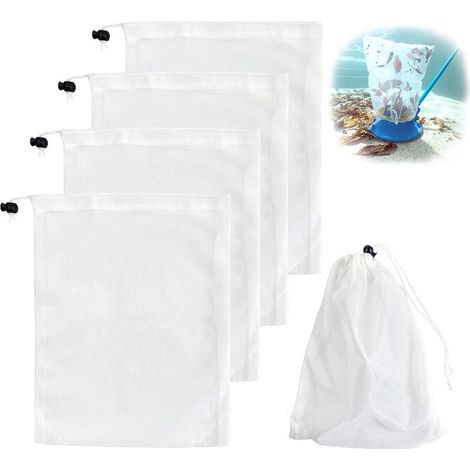 Lot de 5 sacs filtrants pour aspirateurs de piscine, 32x 23cm, en maille fine avec cordon de verrouillage, réutilisables, universels, pour aspirateurs de piscine (1/5)