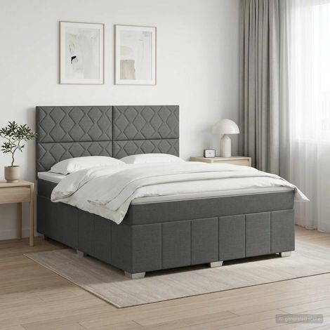Cama box spring con colchón Gris oscuro 140 x 200 cm Tela (1/5)