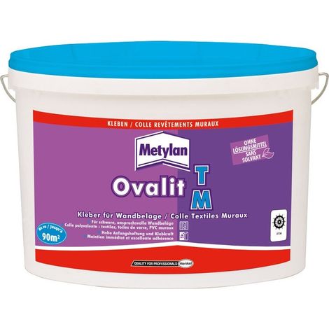 Colle multi-usage 18kg – Pour revêtements muraux papier, textile, PVC – Adhérence immédiate, transparente après séchage – Ovalit (1/4)