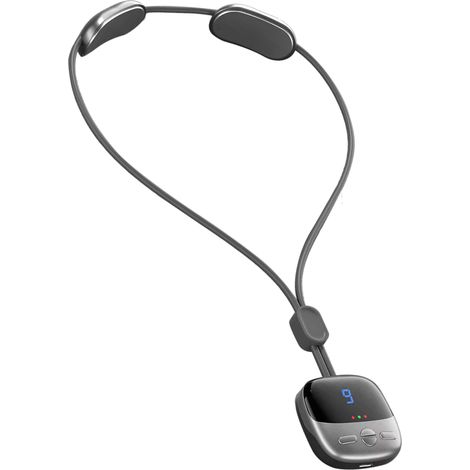 Collier Massageur de Nuque Portable 4 Modes 9 Intensités 3 Niveaux Chaleur Infrarouge Impulsions Doubles Cendré (1/5)
