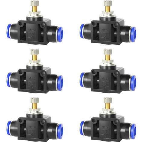 6 Pièces Vanne Contrôle Pneumatique 6 mm, Clapet Triangulaire Réglable Bidirectionnel, Vanne Papillon pour Conduites de Gaz de Commande (1/5)