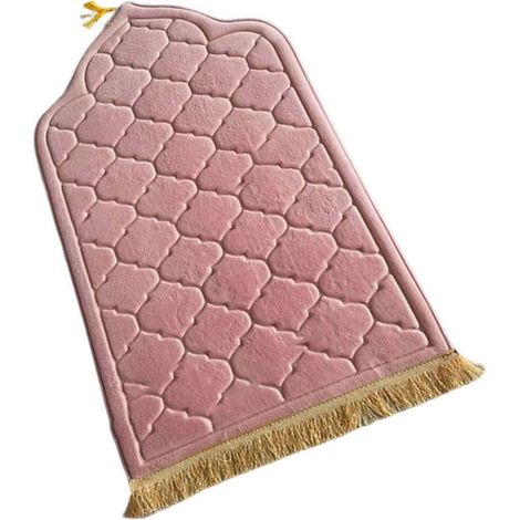 Tapis de Prière Rose 65 x 110 cm en Flanelle, Tapis de Sol pour Intérieur, Café et Espace de Recueillement (1/5)