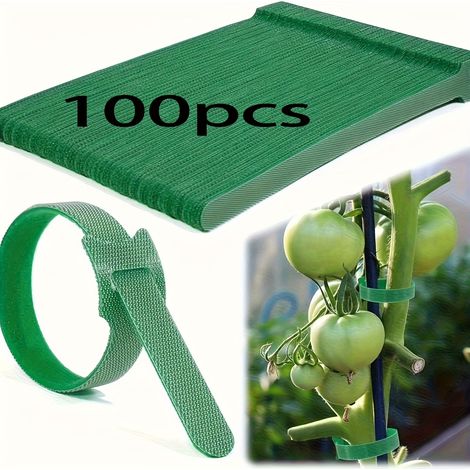 100 wiederverwendbare grüne Nylon-Pflanzenbinder - verstellbar, rutschfest, sicher für Kletterpflanzen, erleichtern die Gartenpflege und sind einfach zu verwenden. (1/5)