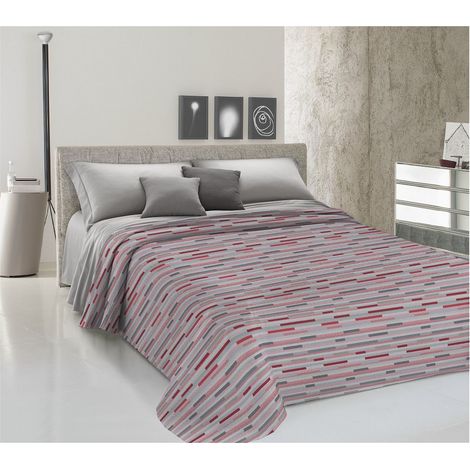 Copriletto estivo made in Italy 100% cotone piquet 3 misure modello Tratteggio Singolo - Rosso