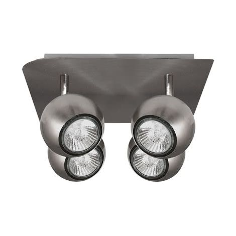 Dali Nichel Faretto Plafoniera 4xGU10 con Lampadine Alogene (25x25x14cm)