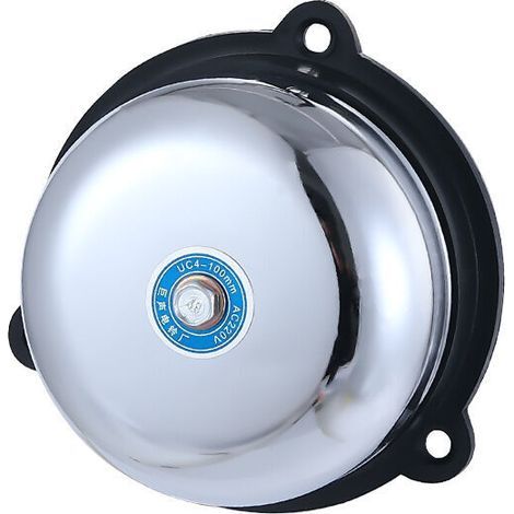 Sonnette électrique en acier inoxydable de 4 pouces, type électrique à sonnerie interne anti-étincelles 220V 10W, pour signaux sonores et alarmes dans les grands lieux publics-- (1/4)