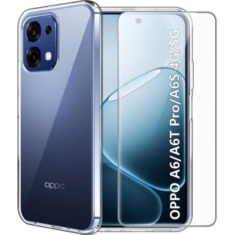Handyhülle für Oppo A6/A6T Pro/A6S 4G/5G + Schutzfolie, Transparent