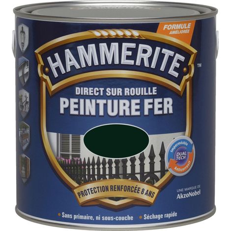 Peinture Direct Sur Rouille Laqué Vert Forêt 2,5 L - Hammerite