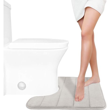 Tapis De Bain En Mousse À Mémoire De Forme - Forme En U Pour Toilette - 40 X 50 Cm - Rouge - 1 Pièce (1/5)