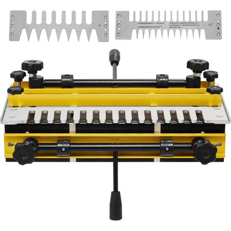 Guide de queue d'aronde 310 mm, gabarit de fraisage avec 4 fraises et 6 gabarits, alignement précis, outillage pour meubles et armoires en bois. (1/5)