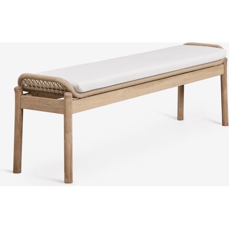 SKLUM 180 cm Bank aus Akazienholz und geflochtenem Karvia-Seil Helles Akazienbraun