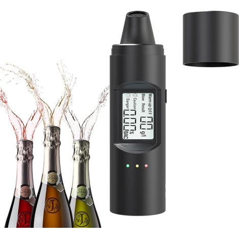 Alcootest portable avec chargeur intégré, écran LCD haute précision, capteur à semi-conducteurs et alarme sonore. (1/3)