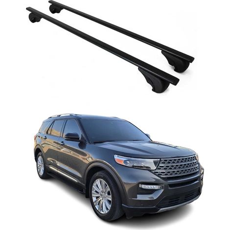 OMAC Dachträger Querträger für Ford Explorer VI 2020-2026 – Abschließbar – Max. 75 kg – 2 Stangen Stahl Schwarz
