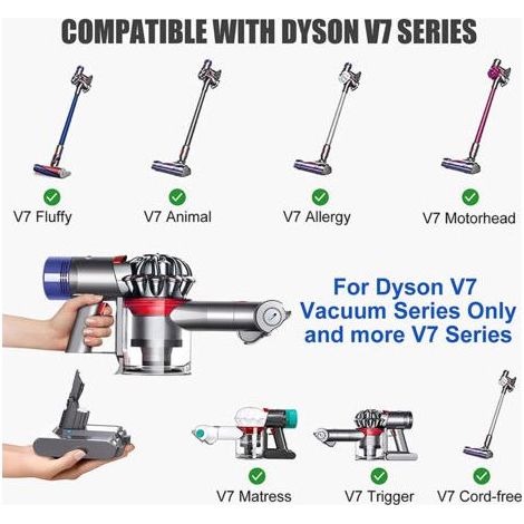 Batterie de remplacement 21.6V 5.0Ah pour aspirateur Dyson V7 – Li-ion – Autonomie prolongée – Compatible avec V7 Absolute, V7 Animal, V7 Fluffy (1/5)
