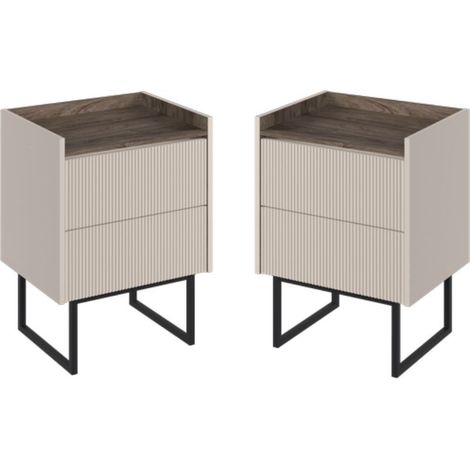 BOBOCHIC - Lot de 2 chevets LOUNA 2 tiroirs avec LED (1/5)