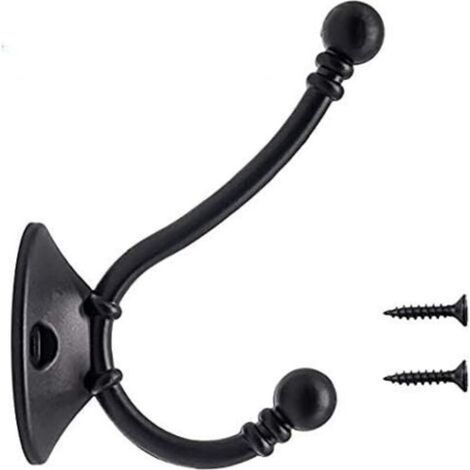 Set di 8 ganci da parete vintage di grandi dimensioni, ganci in metallo per cappelli, ganci retrò per appendiabiti, bagni e cucine, neri (96 mm x 60 mm x 34 mm) (1/4)