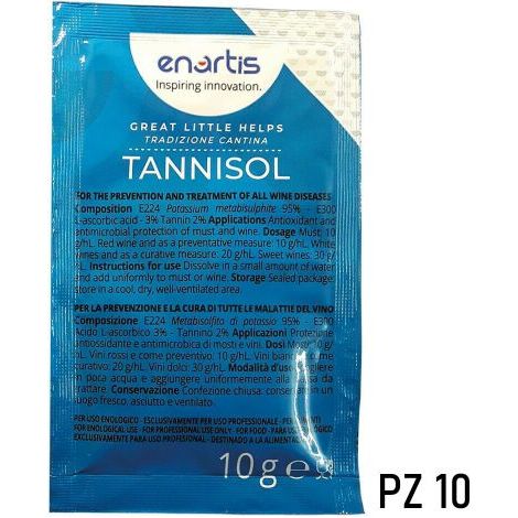 TANNISOL GRANULARE 10 GR ANTIOSSIDANTE ENOLOGICO VINO 10 PZ (18796/10)