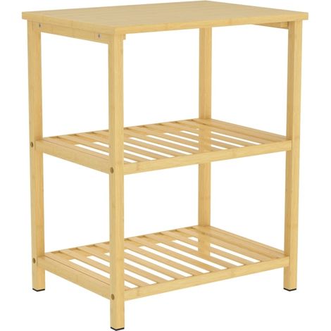 Table d'appoint bambou 40,6x30x50,5 cm, 3 niveaux gain de place – MEUBLIV (1/5)