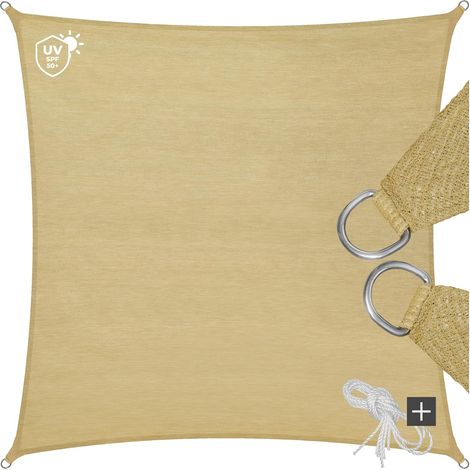 Voiles d'ombrage avec protection UV, jeu de câbles de tension inclus - 5x5m (1/5)