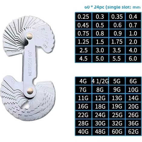 Jauge de bouchon à filetage métrique, Mesure de précision, Construction durable, Pouce et métrique 52PC (1/2)