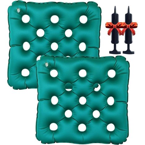 Aufblasbares Kissen – 2er-Pack – Hüft-Airbag-Kissen – Druckentlastendes, aufblasbares Sitzkissen mit Waffelmuster – Inklusive Luftpumpe (1/5)