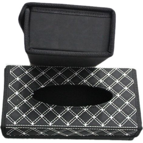 Étui PU blanc pour boîte à mouchoirs pliable, rangement de papiers pour décoration de voiture ou bureau (1/4)