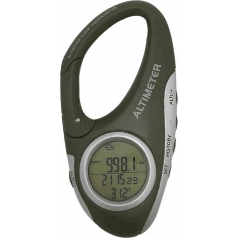 Altimètre électronique avec mousqueton et altimètre, thermomètre de poche pour extérieur, pêche, prévisions météo, gadget d'extérieur，1 pcs (1/5)