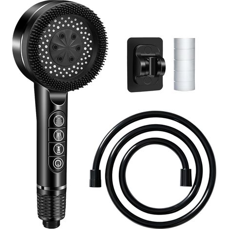 Pommeau de douche haute pression avec filtre, 4 modes de pulvérisation (massage/pluie/économique/haute pression), champ de pulvérisation en silicone de 3,5 pouces, pommeau de douche économe en eau (1/5)