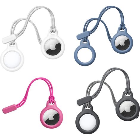 Lot de 4 coques de protection en silicone liquide pour AirTag, étanches avec anneau porte-clés en acier inoxydable (1/5)