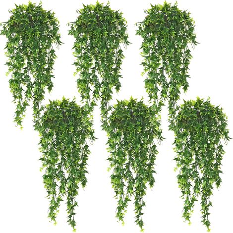AUTRUCKER 6 pièces de fausses vignes pour la décoration de la chambre, feuilles vertes artificielles, fleurs, plantes suspendues, vert (1/4)