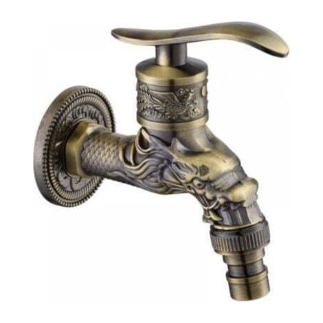 Antike, schlichte Kaltwasser-Poolwaschmaschine, 4-Punkt-Außenbalkonarmatur, Retro-Bronzearmatur