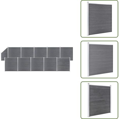 Pannelli in legno plastica - vidaXL Pannelli Recinto WPC 10 Quadrati 1 Inclinato 1830x186cm Grigi - Recinzione per giardino