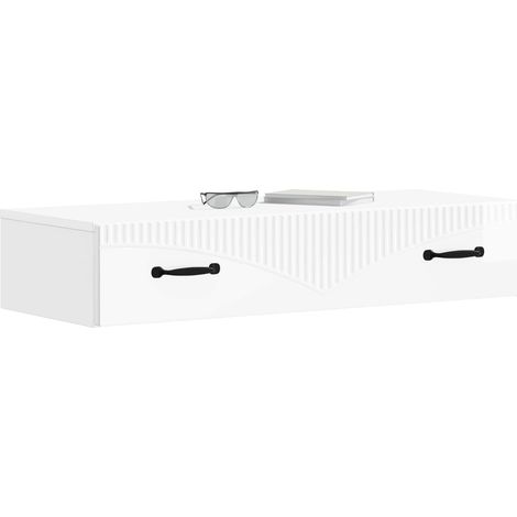 Maison Exclusive - Tavolino da Parete Laterale Bianco Lucido 87,5 x 34,5 x 17 cm