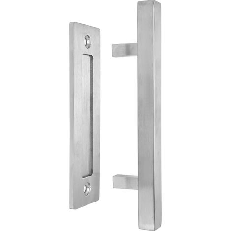 Poignée de porte coulissante en acier inoxydable brossé double face pour garage, grange ou placard (1/5)