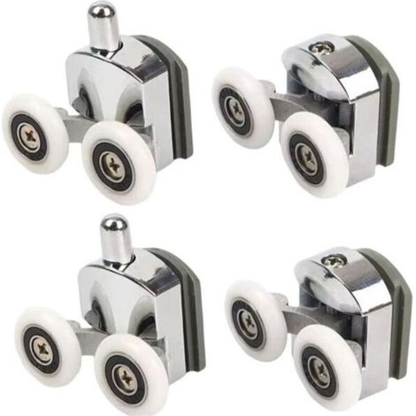 YMYNY Roulettes de douche avec double porte coulissante, 4 pièces (2 supérieures + 2 inférieures) (23 mm - 2 en haut + 2 en bas) (1/4)