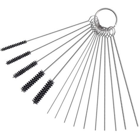 Kit de limpieza de carburadores de 15 piezas con agujas y cepillos para motocicletas, vehículos todo terreno, ciclomotores, soldadoras, motosierras y pulverizadores. (1/5)