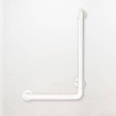 Barre D'appui Murale En Acier Inoxydable En Forme De L Pour Seniors, 60 X 40 Cm, Blanche - Poignée De Sécurité Antidérapante, Pour Douche, Baignoire Et Toilettes, Supporte Jusqu'à 300 Kg.