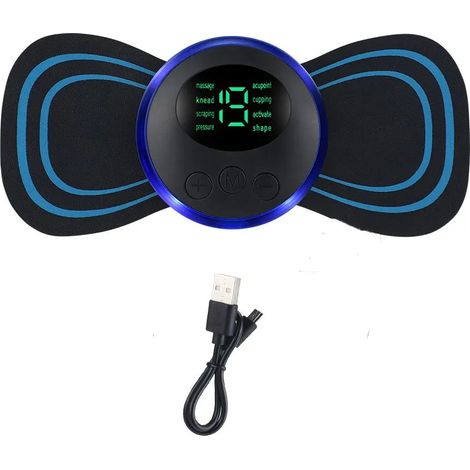 Elektrisches EMS-Nackenmassagegerät mit LCD-Bildschirm, 8 Modi, Nackenmassagepflaster, pulsierender Muskelstimulator, tragbare Schmerzlinderung  06562-AquaForge