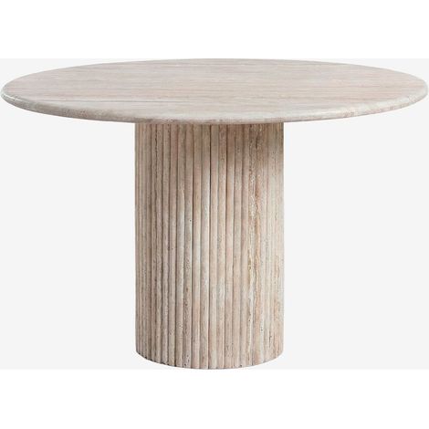 SKLUM Runder Esstisch Ø120 cm aus Naturstein Grosseto Travertin (1/5)