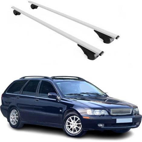 OMAC Dachträger Querträger für Volvo V40 I 1996-2004 – Abschließbar – Max. 75 kg – 2 Stangen Stahl Silber (1/5)